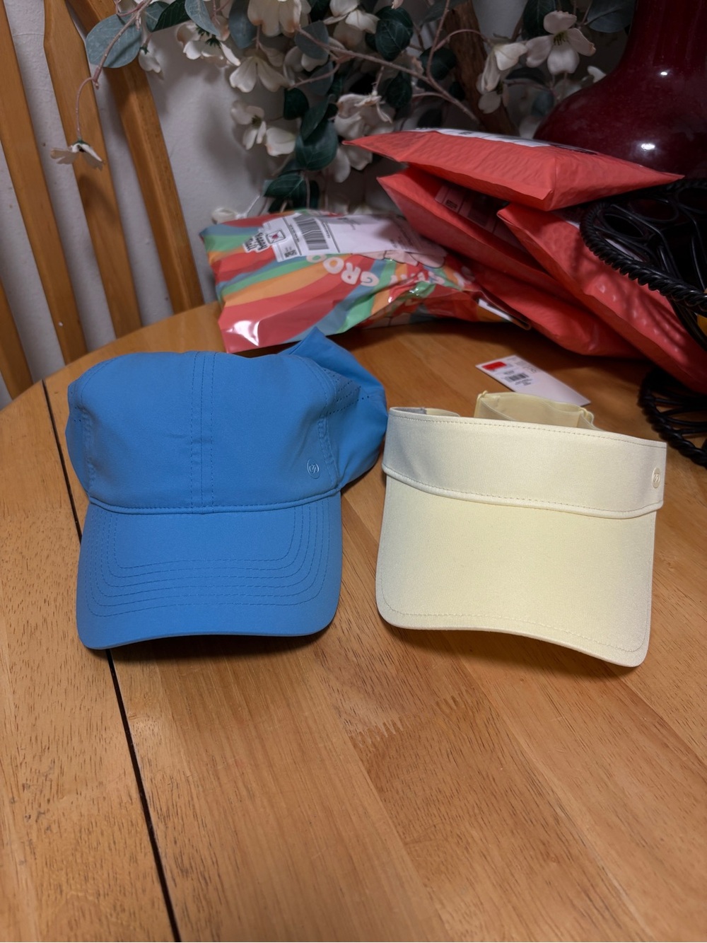 Bundle of 2 ~ Calia Golf Ponytail Hat TRANQUIL BLUE & Sport Visor in PANNA COTTA